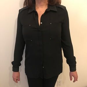 Black Button Down Top by Romeo + Juliet Couture